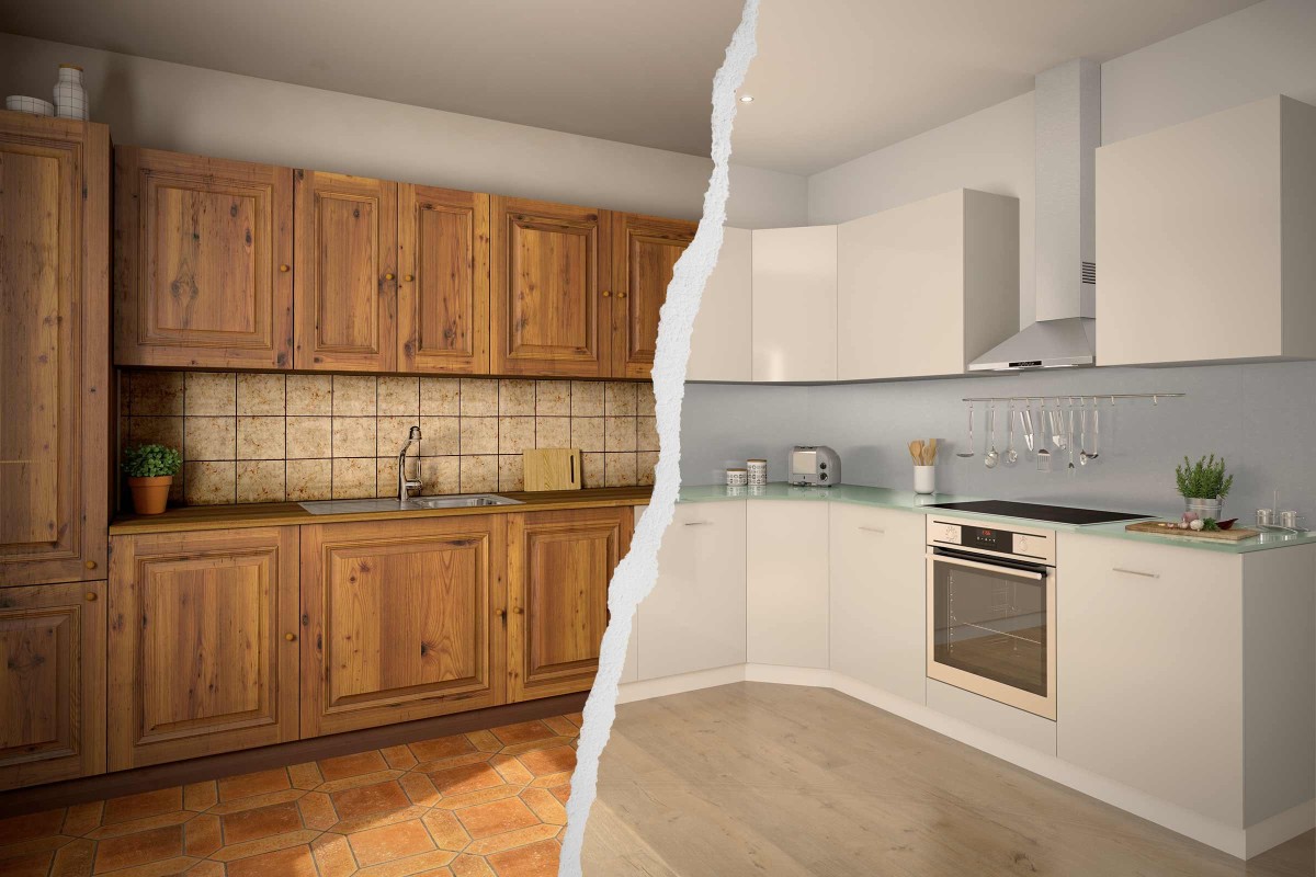 Küchenrenovierung vorher-nachher